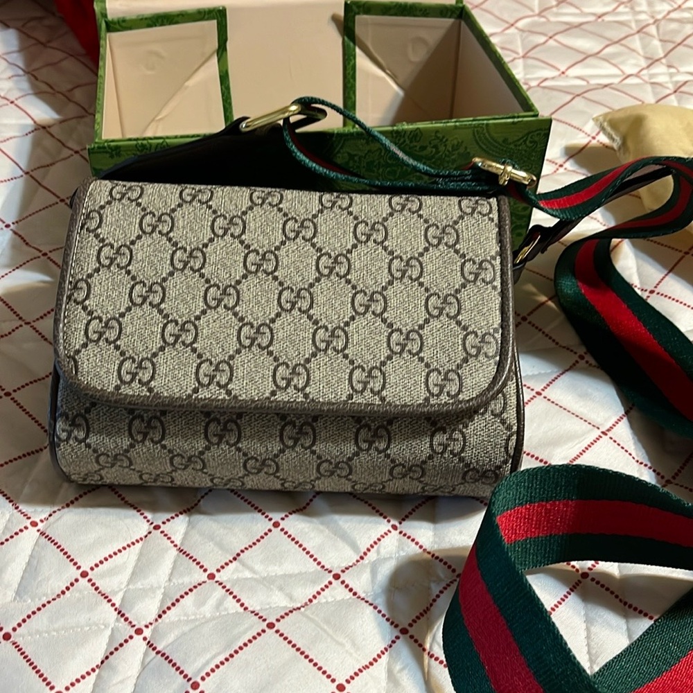 Tan Crossbody Bag with Iconic GG Monogram